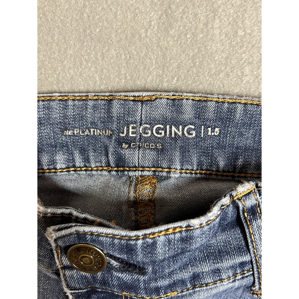 Chico's Platinum Jegging Women's Size 1.5 Blue Denim Stretch Skinny Jeans - Picture 2 of 6